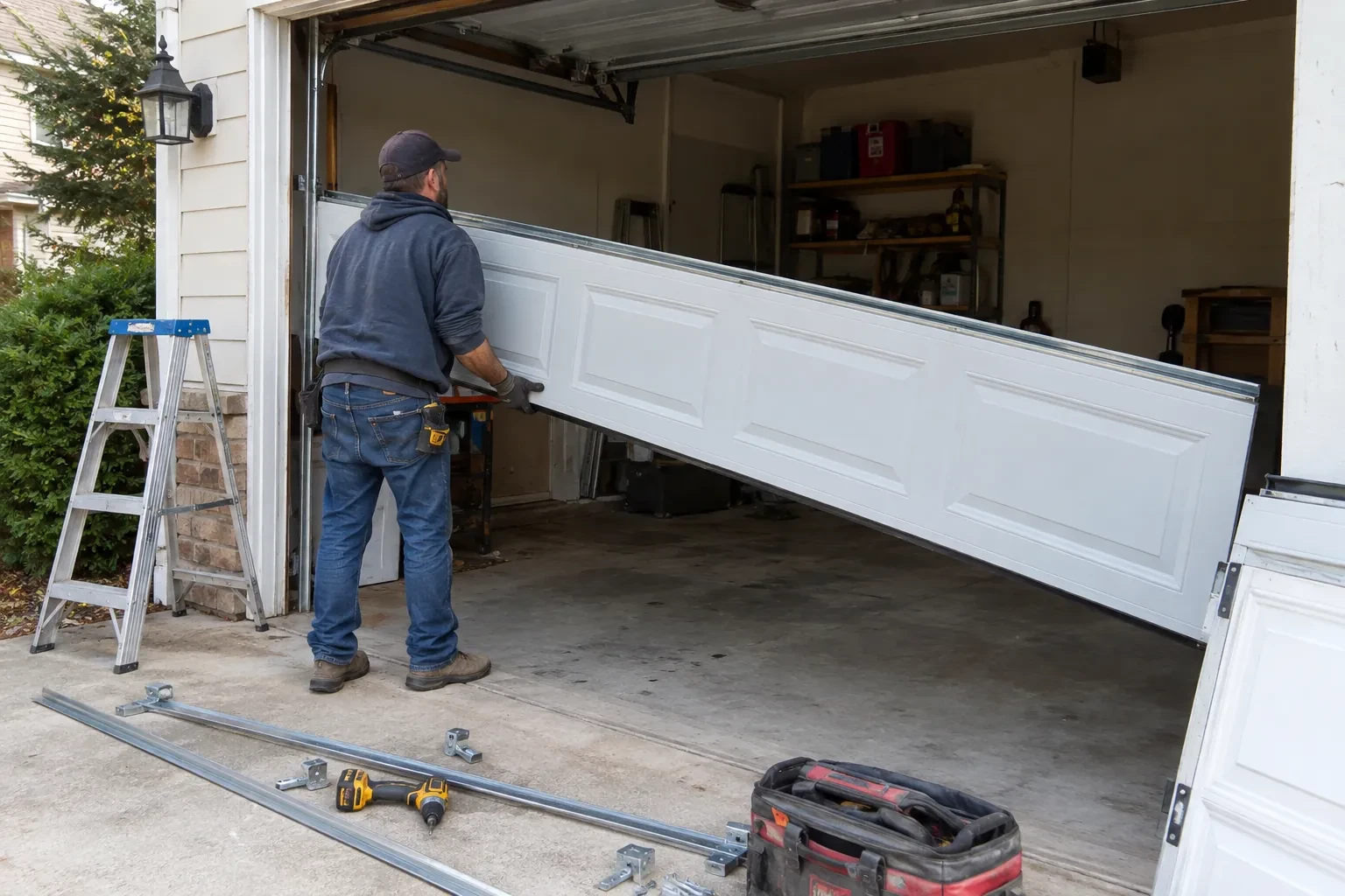 Illustrative garage doors scene
